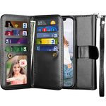 Njjex Wallet Case for iPhone X, for iPhone Xs Case, PU Leather [9 Card Slots] Credit Folio Flip Cover [Detachable] [Kickstand] Magnetic Phone Case & Wrist Lanyard for iPhone X 2017/ XS 2018 [Black]