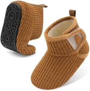 BARERUN Toddler Slippers Boys Girls House Slippers Kids Winter Boots Warm Lightweight House Shoes with Non-Slip Sole Kids Slipper Brown Infant Size 4-5