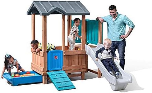 Step2 Woodland Adventure Playhouse & Slide for Kids, Outdoor Playset, Slide, & Swing, Toddlers Ages 3 – 8 Years Old, Easy Assembly