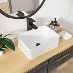 Kichae Rectangular Vessel Sink - 18" x 13" Modern Bathroom Vessel Sink White Porcelain Ceramic Rectangle Above Counter Vessel Vanity Sink Art Basin