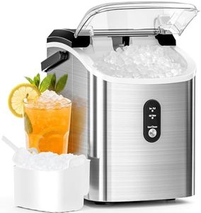 Antarctic Star Nugget Ice Maker Countertop with Soft Chewable Ice, Portable Sonic Ice Maker with Basket and Scoop, Removable Top Cover, Auto-Cleaning for Home/Party/RV/Camping (Stainless Steel Silver)