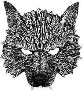 Wolf Mask, Animal Head Masks for Adult, Scary Werewolf Mask for Festival Cosplay Halloween Costume (Gray)