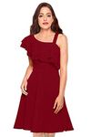 ILLI LONDON Women's A-LINE Knee Length Dress (X-Large_Maroon)