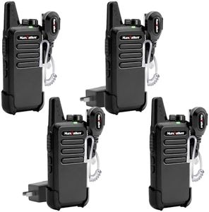 Rechargeable Walkie Talkies Long Range: MaxTalker MT1 Portable FRS Two-Way Radios, Walkie Talkie Earpiece with Mic, Walkie Talkies for Adults Cruise Ship Hiking Hunting Skiing, Walky Talky 4 Pack