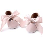 RVROVIC Baby Girls Ballerina Mary Jane Flats Toddler Girl Princess Dress Shoes Soft Infant Crib Shoes(12-18 Months Toddler,1-Beige)