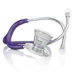 MDF Instruments ProCardial Cardiology Stethoscope, Lightweight Titanium, Adult, Dual Head, Purple Tube, Silver Chestpiece-Headset, MDF797T08