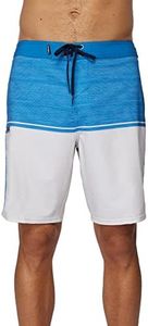 O'NEILL Mens 19" Split Print Board Shorts - Mens Swim Trunks with Fast-Drying Stretch Fabric - Mens Bathing Suit with Pockets, Pacific | Hyperfreak Trvlr Snap, 30