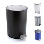 Bamodi Bathroom Bin 3L – Bathroom Bins with Lids – Small Pedal Bin for Bathroom, Toilet, Restroom – Stainless Steel Rubbish Waste Trash Can with Removable Inner Bucket (Black matt)