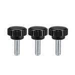 sourcing map M6 x 15mm Metric Male Thread Knurled Clamping Knobs Grip Thumb Screw on Type Hand Clamping Handle Bolt with Plastic Knobs Black 3 Pcs