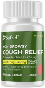 Safrel Non-Drowsy Cough Relief - 60 Count, 15mg Dextromethorphan HBr - 8-Hour, Long-Lasting, Cough Suppressant for Adults & Children- Pack of 1