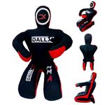 DALLX MMA Grappling Dummy BBJ Wrestling Brazilian Jiu Jitsu Punching Bag Judo Karate Throwing Boxing Fighting Dummy Self Defense Sitting Position – UNFILLED (Black RED, 5FT)