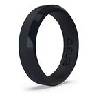 Enso Rings Bevel Thin Silicone Wedding Ring - Hypoallergenic Unisex Stackable Wedding Band - Comfortable Minimalist Band - 5.08mm Wide, 2.16mm Thick Obsidian Size: 8