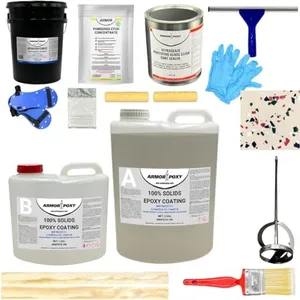 ArmorPoxy Garage Epoxy Floor Kit – Industrial Grade, 2 Part Epoxy Coating for Concrete for Garages, Basements, Workshops, Retail & Automotive Spaces - 14 pcs, Covers 600 Sq Ft, Desert Tan