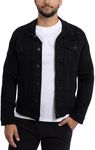 X RAY Mens Denim Jacket, Washed Ripped Distressed Flex Stretch Casual Trucker Biker Jeans Jacket for Men, Black - Ripped, Small