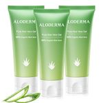 Aloderma 99% Organic Aloe Vera Gel Made within 12 Hours of Harvest, Refreshing Travel Size Aloe Vera Gel for Face & Body, Cooling, Soothing Moisturizer for Skin After Sun, Hydrating Aloe Gel, 1.5oz x 3 Pack