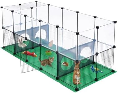 JUNGLE STONE Rabbit Playpen, Guinea Pig Cage, Hamster Cages, One Door Design for Small Animal, Bunny, Puppy, Kitten, Hedgehog, DIY, Expanded,Exercise Fence with Mat, 153 x 64 x 64cm (36 Panels)