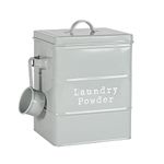 Harbour Housewares Vintage Metal Washing Powder Storage Tin - Utility Storage Canister - 18cm - Grey