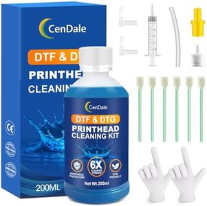 CenDale 6X Powerful DTF Cleaning Kit - 200ML DTF Printhead Cleaning Solution, Nozzle Printer Cleaner for All DTG Printheads Includes Epson ET8550 L1800 XP600