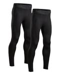 DANISH ENDURANCE Compression Tights, Running, Gym & Workout, Quick Dry, for Men, 2-Pack, Black, M