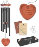 FourAngels Dog Memorial Gifts - 32'' Dog Memorial Wind Chimes Gifts, Loss of Dog Sympathy Gifts, Beautiful Pet Remembrance Mourning Gifts, Pawprint Keyring & Rainbow Bridge Card Gifts in Memory of Dog