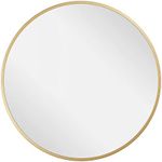 Barnyard Designs Round Metal Mirror, Bathroom Vanity Wall Mirrors, Circle Mirror for Desk, Metal Framed Bedroom Mirror (24"/Gold)