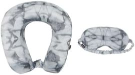 Bioworld Black White Marble Tie Dye Print Poly Satin Adult Neck Pillow and Eye Mask Set