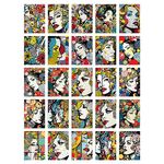 Artery8 50 Pcs Fashion Face Pop Art Bubble Comic Halftone Aesthetic Collage Kit Wall Art Prints A6 Set Pack 14.8 x 10.5 cm (5.8 x 4.1) Decor Student Teen Girl Polka Dot