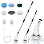 Electric Spin Scrubber, Cordless Cleaning Brush with 7 Replaceable Drill Brush Heads, Tub and Floor Tile 360 Power Scrubber Mop, Adjustable Handle Power Scrubber for Bathroom, Kitchen, Car, Floor