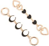 2pcs Bag Extender Chain Purse Strap Extenders Heart & Moon Black Purse Extender Chain Replacement Small Bag Extender Purse Accessories Bag Charms for Handbags Purse Shoulder Bag Making Supplies