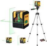 PREXISO Laser Level with Tripod, 100Ft Dual Modules Self Leveling Cross Line Laser Level, Green Line leveler Tool for Floor Tile, Home Renovation, Construction with 31-1/2in Tripod, 2 AA Batteries