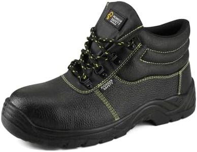 VIP Unisex's Squall Safety Boots Waterproof Shoes Leather Toe Cap & Steel Midsole Working Ankle Lightweight Footwear S3 SRC, Black, 10 UK