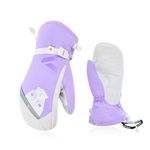 Vgo... Warm Ski Gloves for Women -20℃/-4°F or Above,Mitten Design,Goat Leather Winter Snow Gloves,Outdoor Waterproof Gloves(Szie M,Purple,GA2475FLWP)