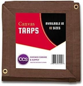 CCS CHICAGO CANVAS & SUPPLY Heavy Duty Waterproof Canvas Tarp by – Extra Durable Multipurpose Camping Tarp Cover with Rustproof Grommets for Industrial & Commercial Use, Brown, 6 by 8 Feet