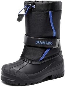 DREAM PAIRS Boys & Girls Mid Calf Waterproof Winter Snow Boots for Toddler/Little/Big Kid,Size 4 Big Kid,Black/Royal,KAMICK