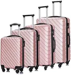 Apelila 4PC 18-28 Inch Hardshell Luggage ABS Luggages Sets With Spinner Wheels Hard Shell Spinner Carry On Suitcase (Rose Gold, 4 PCS)