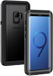 Lanhiem Samsung Galaxy S9 Case, IP68 Waterproof Dustproof Shockproof Case with Built-in Screen Protector, Full Body Sealed Underwater Protective Clear Cover for Samsung S9 (Black/Gray)