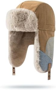 CLAPE Cold Weather Faux Fur Ear Flaps Hat Unisex Trapper Aviator Hats Trooper Ushanka Cap Snow Eskimo Hat, Khaki