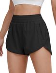 BMJL Women's Running Shorts Mid Waisted Workout Shorts Pocket Athletic Shorts Quick Dry Gym Yoga Summer Shorts(XL,Black375)