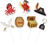 WERNNSAI 49 PCS Pirate Cupcake Toppers - Pirate Birthday Party Decorations for Kids Boys Pirate Parrot Cake Toppers Pirate Day Party Favors Supplies Pirate Ship Cake Topper Pirate Theme Cake Decors
