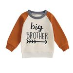 Toddler Girls Big Sister Sweatshirt Little Sis Matching Outfit Baby Boy Brother Long Sleeve T Shirts Tops Lil BRO Tees Clothes (Raglan Sleeve Big Brother-Brown, 18-24 Months)