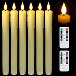 PChero LED Tapered Candles with Remote Control, 6pcs Battery Operated LED Flameless Fake Candles Flickering Real Wax Taper Candles with Timer for Home Halloween Christmas Room Table Decorations