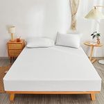 Cotton Comfort Bedding 40cm Extra Deep Double Fitted Sheet 100% Egyptian Cotton 400 Thread Count Fitted Bed Sheets Double Soft & Luxury Hotel Quality Extra Deep Double Bed Sheets (White, Double)