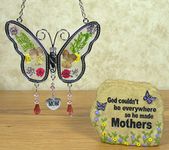 Mother's Day Gift Set - Mom Butterfly Suncatcher - Mom Message Stone Rock with Butterflies & Flowers Decorations and Mom Poem - Gifts for Her - Birthday Gifts for Mom - Mother-in-law - Grandama