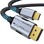 USB C to DisplayPort 1.4 Cable 8K@60Hz, 4K@144Hz/120Hz, 2K@240Hz, Shuomeng Thunderbolt 4/3 to DisplayPort, 5K Type C to DP 1.4 Cord 32.4 Gbps Compatible MacBook Pro M1 M2 Mac Studio/Mini XPS (5ft)