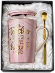 Unique Teacher Appreciation Gifts for Women - Best Teachers Gifts from Students, 14oz Pink Marble Ceramic Coffee Mug Printed with Gold, Retirement, Birthday, Graduation, Valentine Day, Nice Gift Boxed