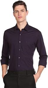 Arrow Men's Solid Full Sleeve Slim Fit Cutaway Collar Cotton Formal Shirt (ARCBOSH0027_Dark Purple_39)