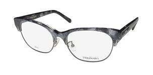 Vera Wang Va22 Cat Eye Asian Fit Full-Rim Womens Optical Eyeglass Frame/Glasses, Black Pearl, 52/16/135