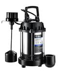 DEKOPRO 1HP Sump Pump, 5400GPH Submersible Cast Iron and Stainless Steel Sump Pump with Integrated Vertical Float Switch