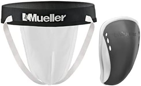 Mueller Adult Athletic Supporter with Flex Shield Cup, White/Gray, Medium