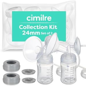 Cimilre 24MM Breast Milk Collection Kit, Double Pumping Breast Milk Collector Kit to Store Breast Milk, Includes Breast Shields, Valves, Backflow Protectors & Bottles